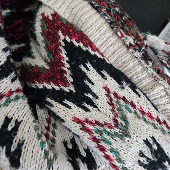 Vintage Y2K Mossimo Tribal Cardigan Grandpa Open Longline Cozy Women Medium - Picture 10 of 13